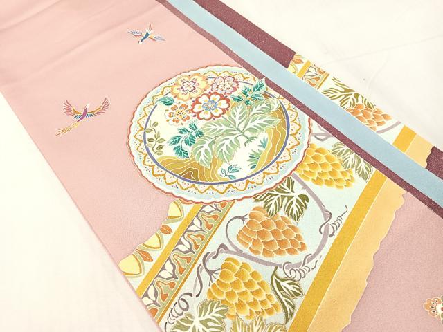 平和屋着物●六通柄袋帯　作家物　更紗鳳凰絵皿文　金彩　正絹　逸品　CABI4074vp