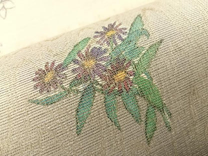 平和屋着物▽太鼓柄袋帯　スリーシーズン　春夏秋　櫛織　陶器花文　金糸　正絹　逸品　CABI4075vp