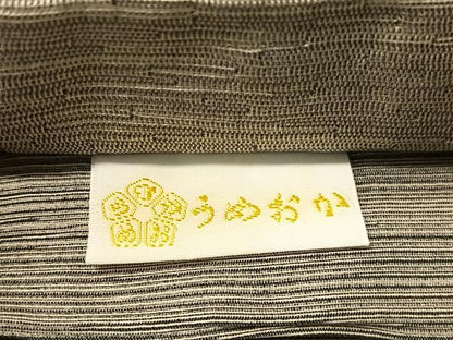 平和屋着物▽太鼓柄袋帯　スリーシーズン　春夏秋　櫛織　陶器花文　金糸　正絹　逸品　CABI4075vp