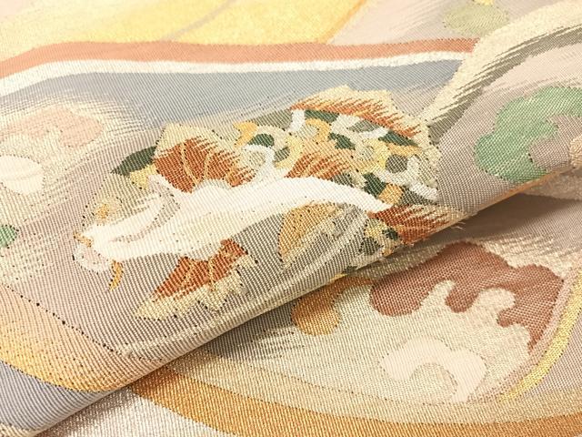 平和屋着物●爪掻き本綴れ　八寸名古屋帯　荒磯　金銀糸　正絹　逸品　CABI4077vp