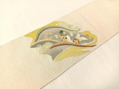 平和屋着物●爪掻き本綴れ　八寸名古屋帯　荒磯　金銀糸　正絹　逸品　CABI4077vp