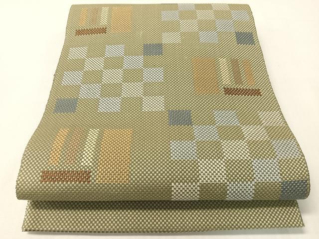 平和屋着物●八寸名古屋帯　市松吉祥文　正絹　逸品　CABI4079vp