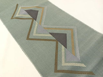 平和屋着物●八寸名古屋帯　幾何学文様　正絹　逸品　CABI4081vp