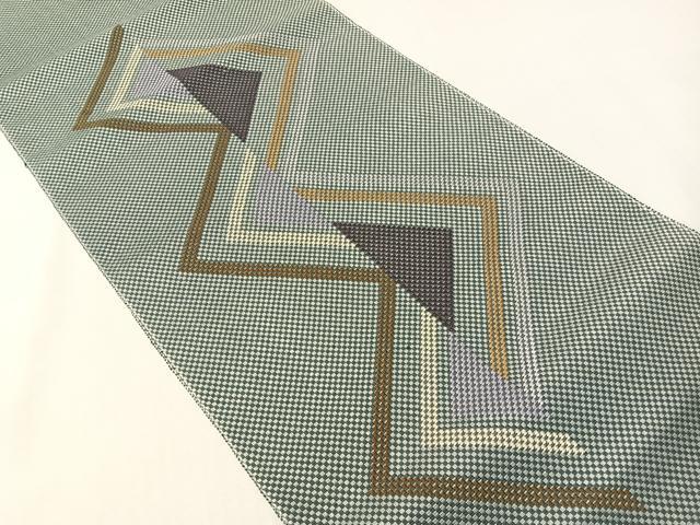 平和屋着物●八寸名古屋帯　幾何学文様　正絹　逸品　CABI4081vp