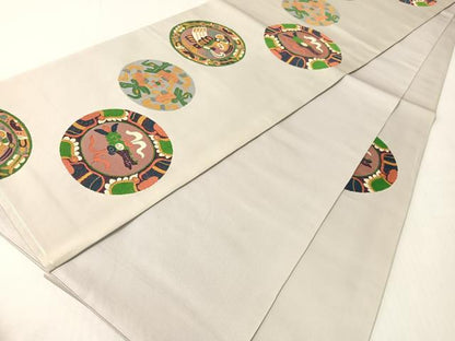 平和屋着物●六通柄　本袋帯　唐織　動物吉祥絵皿文　正絹　逸品　CABI4088vp