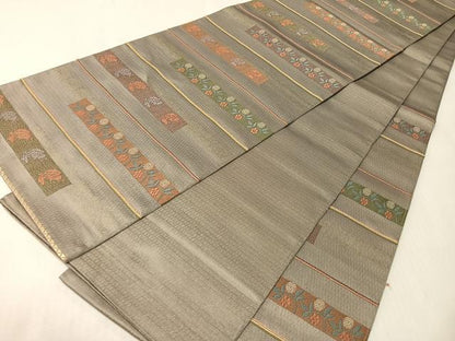 平和屋着物●六通柄袋帯　唐織　菱絢錦　あけぼの繭　金糸　正絹　逸品　CABI4089vp