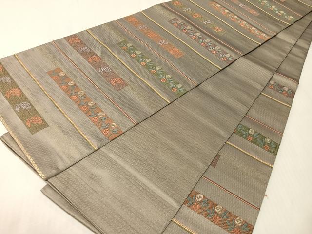 平和屋着物●六通柄袋帯　唐織　菱絢錦　あけぼの繭　金糸　正絹　逸品　CABI4089vp