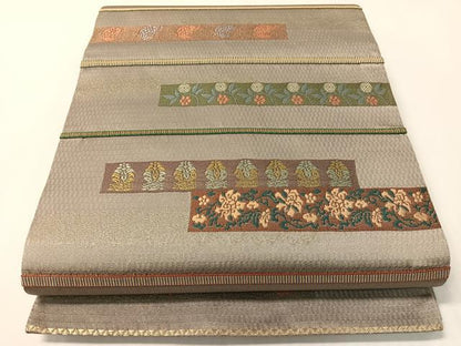 平和屋着物●六通柄袋帯　唐織　菱絢錦　あけぼの繭　金糸　正絹　逸品　CABI4089vp