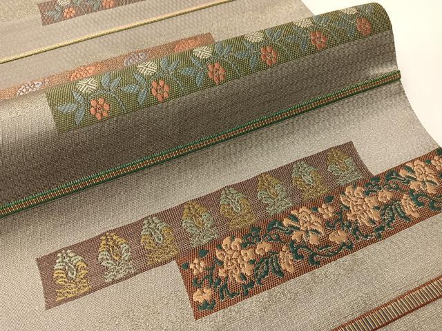 平和屋着物●六通柄袋帯　唐織　菱絢錦　あけぼの繭　金糸　正絹　逸品　CABI4089vp