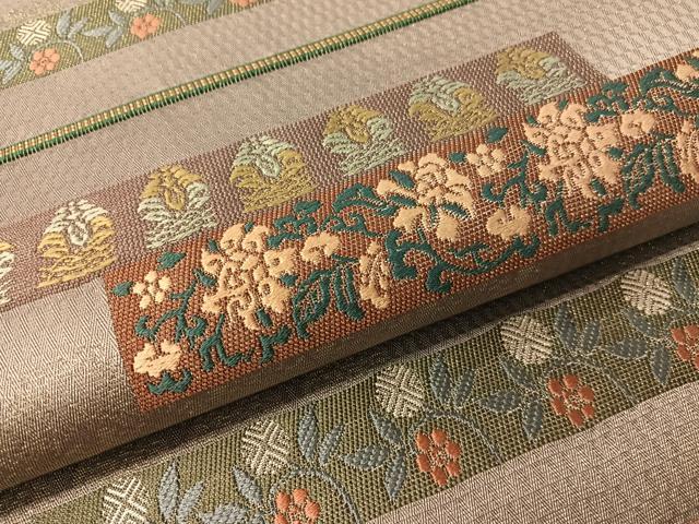平和屋着物●六通柄袋帯　唐織　菱絢錦　あけぼの繭　金糸　正絹　逸品　CABI4089vp