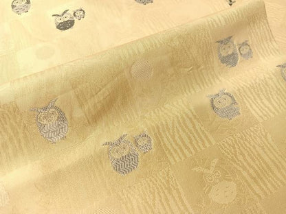 平和屋着物●九寸名古屋帯　藍　ミミズク　正絹　逸品　CABI4092vp