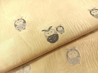 平和屋着物●九寸名古屋帯　藍　ミミズク　正絹　逸品　CABI4092vp