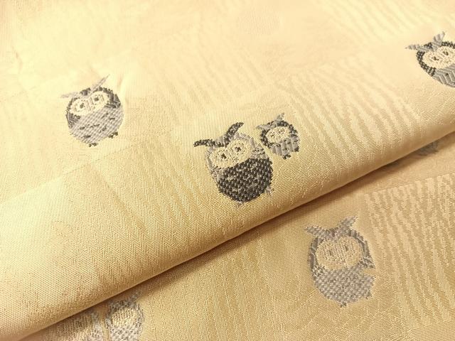 平和屋着物●九寸名古屋帯　藍　ミミズク　正絹　逸品　CABI4092vp
