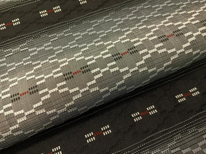 平和屋着物●両面　全通柄袋帯　紬地　花織　黒地　正絹　逸品　CABI4094vp