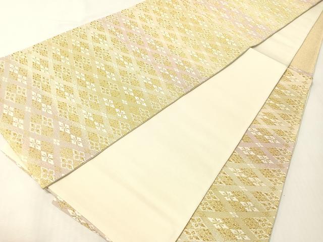 平和屋着物●六通柄袋帯　花菱文　金糸　正絹　逸品　未使用　CABI4095vp