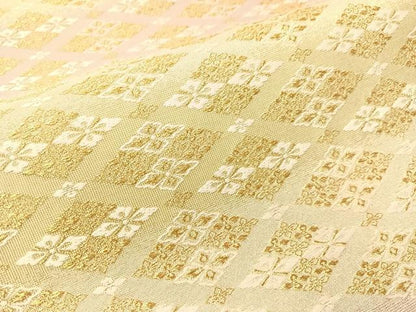 平和屋着物●六通柄袋帯　花菱文　金糸　正絹　逸品　未使用　CABI4095vp