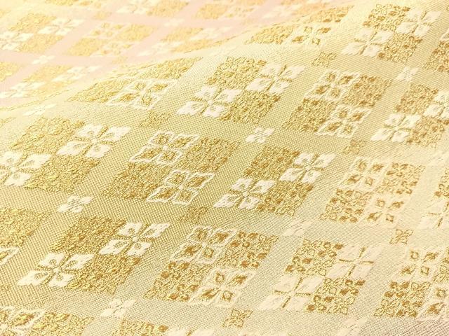 平和屋着物●六通柄袋帯　花菱文　金糸　正絹　逸品　未使用　CABI4095vp