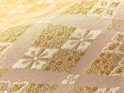 平和屋着物●六通柄袋帯　花菱文　金糸　正絹　逸品　未使用　CABI4095vp