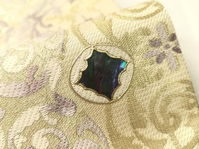 平和屋着物●螺鈿作家　藤本隆士　六通柄袋帯　花唐草文　金彩　正絹　逸品　CABI4098vp
