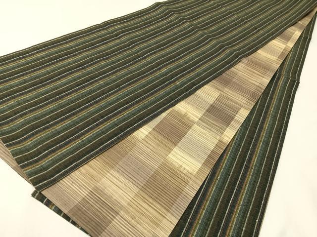 平和屋着物●両面　全通柄袋帯　紬地　間道　正絹　逸品　CABI4103vp