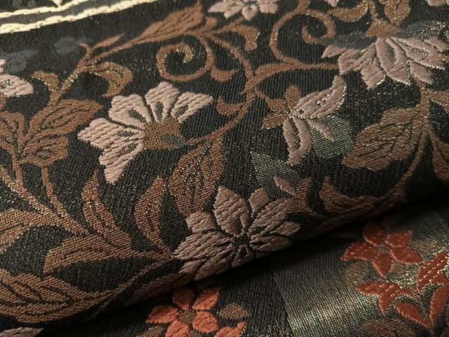 平和屋着物●六通柄袋帯　唐織　横段更紗文　金糸　正絹　逸品　CABI4106vp