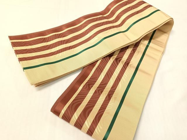 平和屋着物●本場筑前博多織　両面　半幅帯　流水間道　正絹　逸品　未使用　CABI4116vp