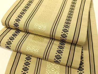 平和屋着物●本場筑前博多織　半幅帯　献上　正絹　逸品　CABI4117vp