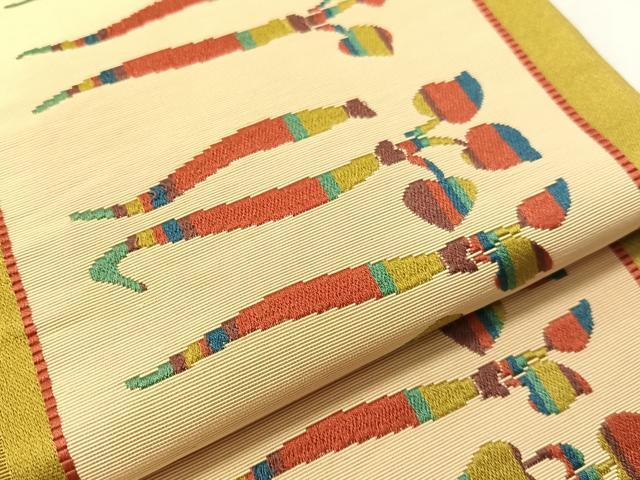 平和屋着物●本場筑前博多織　半幅帯　成り物　正絹　逸品　CABI4119vp