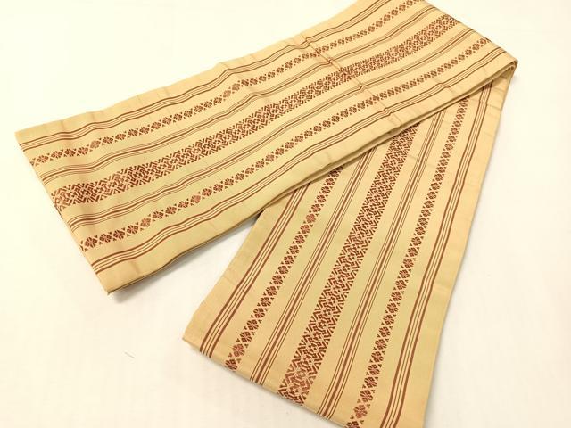 平和屋着物●本場筑前博多織　半幅帯　献上　正絹　逸品　CABI4120vp