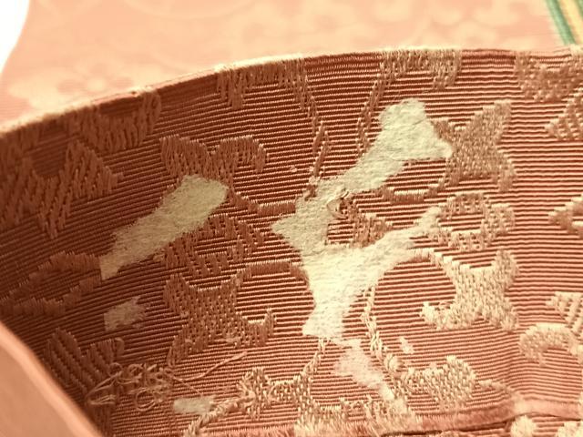平和屋着物●本場筑前博多織　半幅帯　花唐草間道　正絹　逸品　CABI4122vp