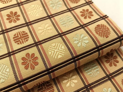 平和屋着物●本場筑前博多織　半幅帯　格子花文　正絹　逸品　CABI4123vp