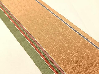 平和屋着物●本場筑前博多織　半幅帯　麻の葉間道　正絹　逸品　CABI4127vp