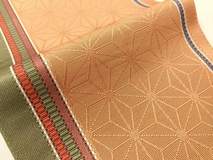 平和屋着物●本場筑前博多織　半幅帯　麻の葉間道　正絹　逸品　CABI4127vp