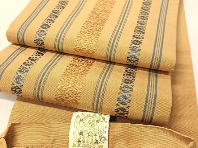 平和屋着物●本場筑前博多織　半幅帯　献上　証紙付き　正絹　逸品　CABI4129vp
