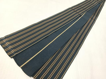 平和屋着物●男性　本場筑前博多織　角帯　間道　証紙付き　正絹　逸品　CABI4130vp
