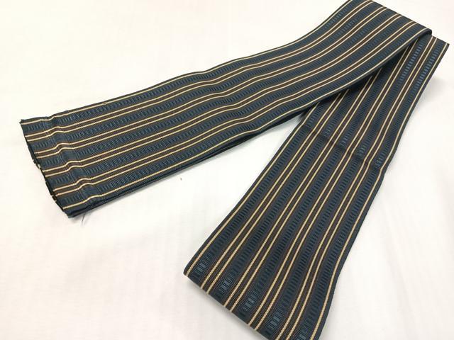 平和屋着物●男性　本場筑前博多織　角帯　間道　証紙付き　正絹　逸品　CABI4130vp