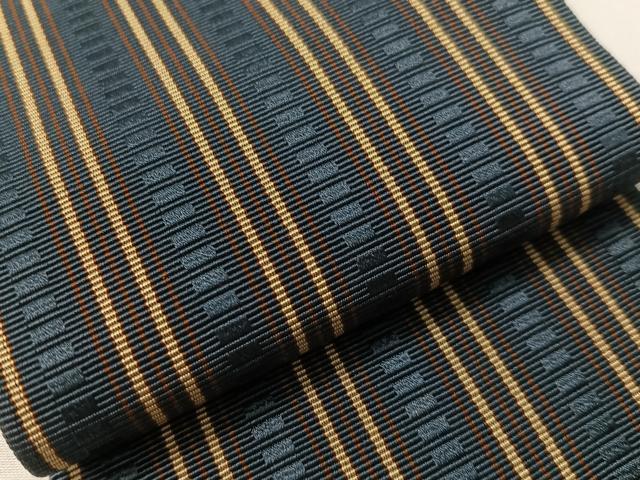 平和屋着物●男性　本場筑前博多織　角帯　間道　証紙付き　正絹　逸品　CABI4130vp