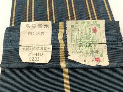 平和屋着物●男性　本場筑前博多織　角帯　間道　証紙付き　正絹　逸品　CABI4130vp