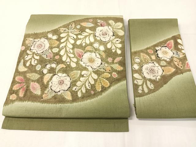 平和屋着物●つけ帯　辻が花　紬地　手描き　絞り　正絹　逸品　CABI4131vp