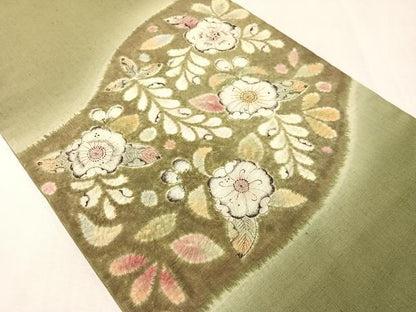平和屋着物●つけ帯　辻が花　紬地　手描き　絞り　正絹　逸品　CABI4131vp