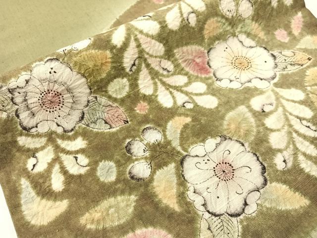 平和屋着物●つけ帯　辻が花　紬地　手描き　絞り　正絹　逸品　CABI4131vp
