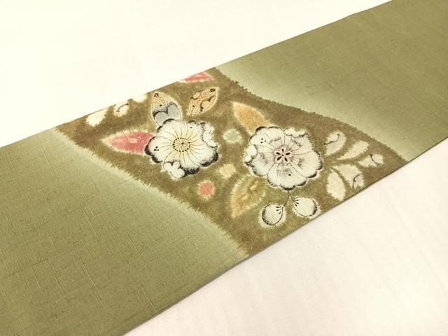 平和屋着物●つけ帯　辻が花　紬地　手描き　絞り　正絹　逸品　CABI4131vp