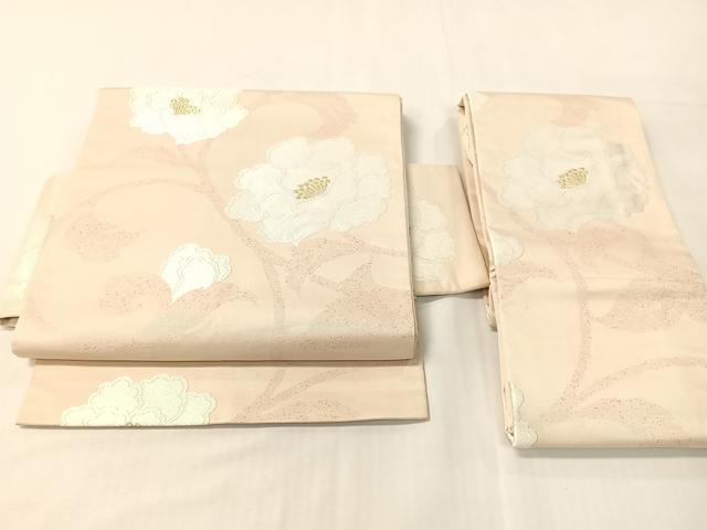 平和屋着物●つけ帯　牡丹唐草文　金糸　正絹　逸品　CABI4132vp