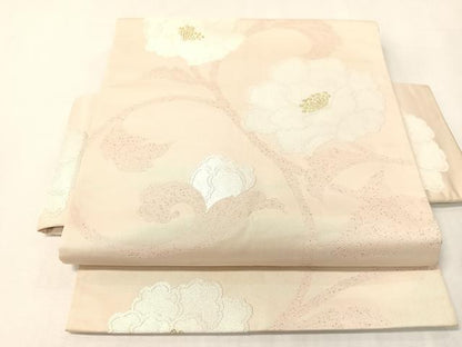 平和屋着物●つけ帯　牡丹唐草文　金糸　正絹　逸品　CABI4132vp