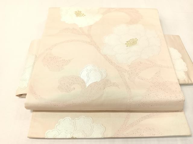 平和屋着物●つけ帯　牡丹唐草文　金糸　正絹　逸品　CABI4132vp