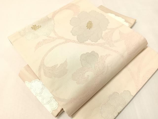 平和屋着物●つけ帯　牡丹唐草文　金糸　正絹　逸品　CABI4132vp