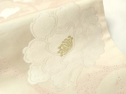 平和屋着物●つけ帯　牡丹唐草文　金糸　正絹　逸品　CABI4132vp