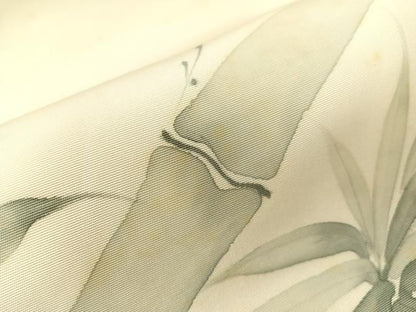 平和屋着物●塩瀬　九寸名古屋帯　手描き　蘭峰　笹竹文　正絹　逸品　CABI4135vp