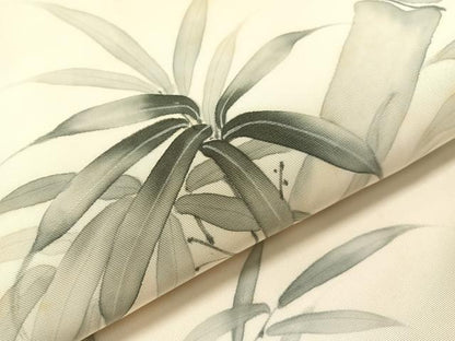 平和屋着物●塩瀬　九寸名古屋帯　手描き　蘭峰　笹竹文　正絹　逸品　CABI4135vp