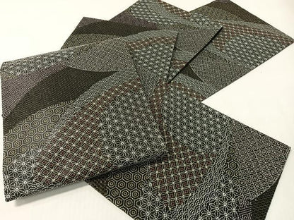 平和屋着物●総刺繍　刺し子　袋帯　名物裂　黒地　金糸　正絹　逸品　CABI4137vp